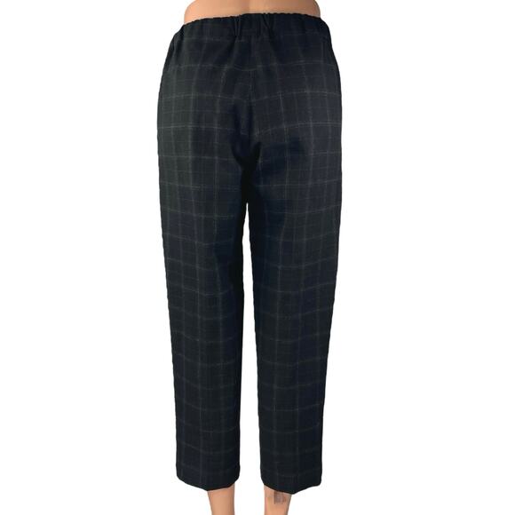 Aritzia The Group Babaton Black Plaid Tartan Straight Cropped Trousers Pants XS - Picture 3 of 5